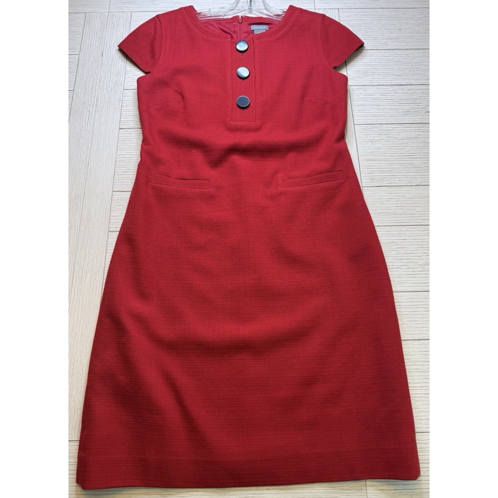 Ann Taylor Lipstick Red Wool Cap Sleeve Knee Length Sheath Lined Dress Careerโ 0